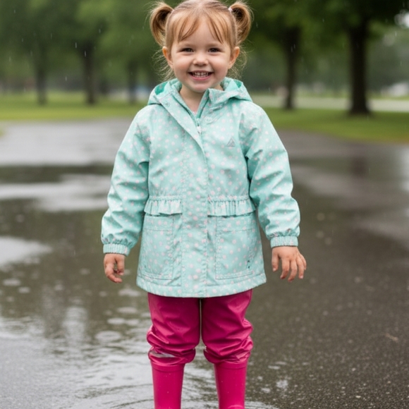 🖤 Kids Mint Green Ripzone Raincoat- 3T - Picture 1 of 4
